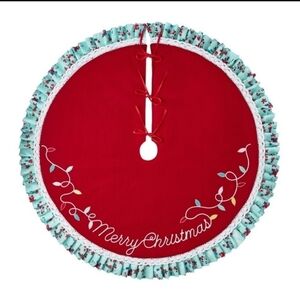 The Pioneer Woman Red Knit Merry Christmas Tree Skirt